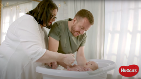 Bathing baby